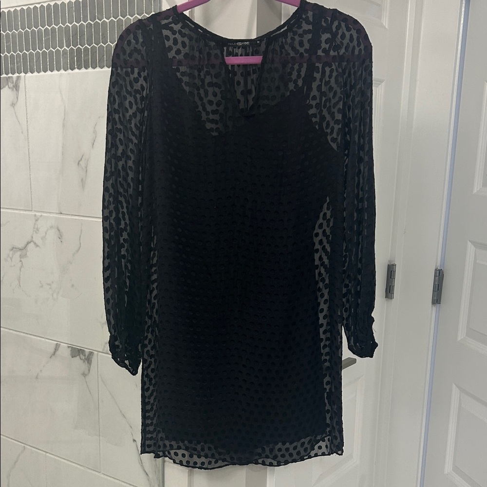 Alice & Trixie Black Sheer Polka Dot Dress